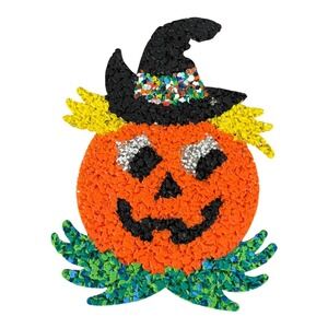 Vintage Halloween Pumpkin Witch Decoration Blow Mold Decor Wall Hanging